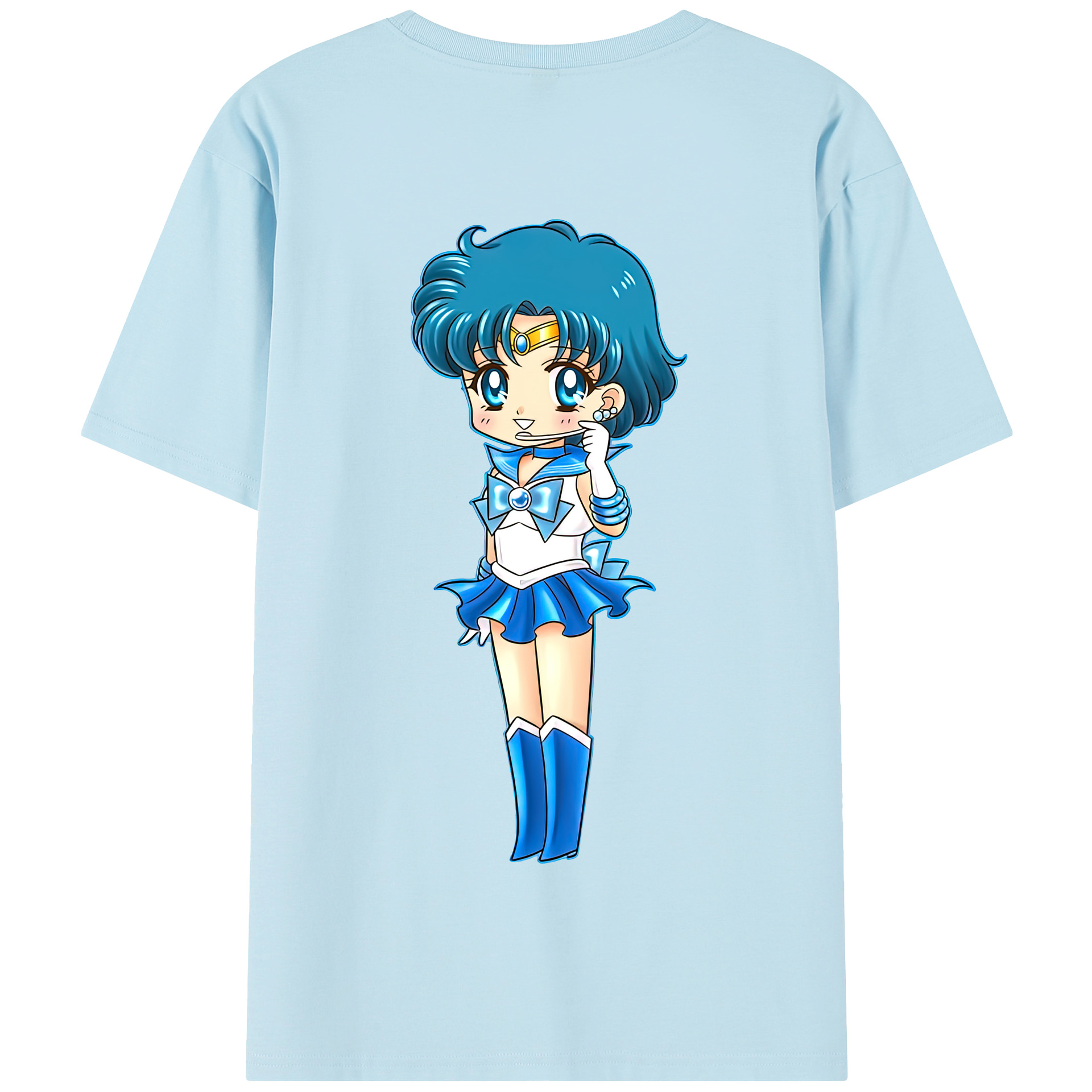 （画像用） 美少女戦士セーラームーン 水野 亜美 みずの あみ Sailor Moon Mizuno Ami 綿100％半袖Tシャツ（背面プリント）